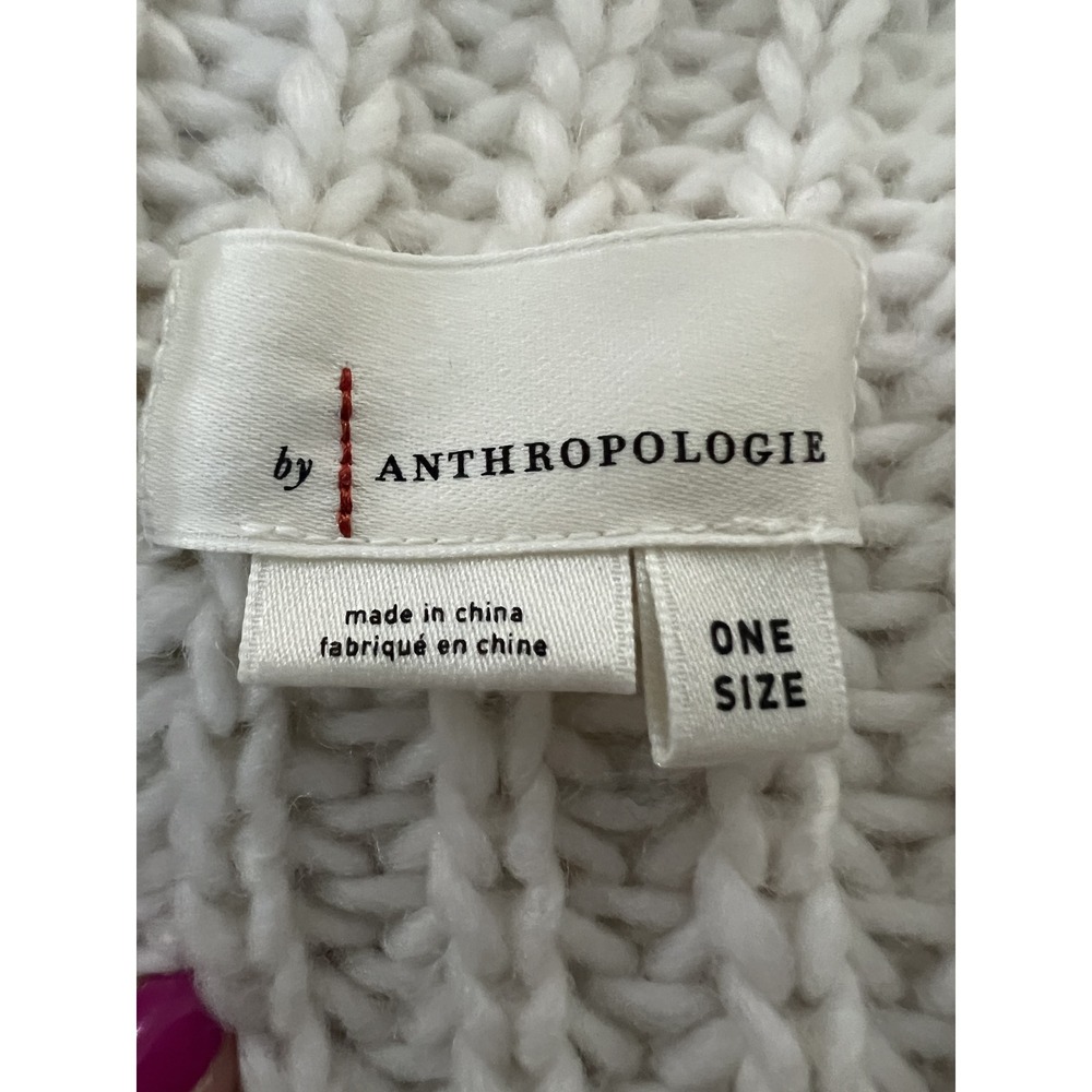 ANTHROPOLOGIE Long Cardigan‎ Sweater Cream w Blue Ombre Fringe Size OS Boho - Picture 13 of 16